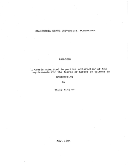 CALIFORNIA STATE UNIVERSITY, NORTHRIDGE RAM-DISK a Thesis