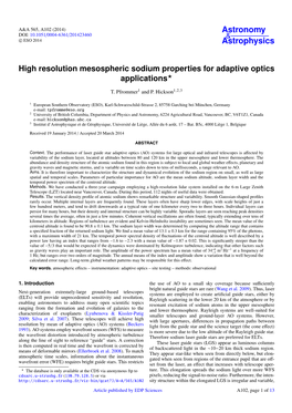 High Resolution Mesospheric Sodium Properties for Adaptive Optics Applications?