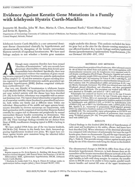 Evidence Against Keratin Gene Mutations in a Family with Ichthyosis Hystrix Curth-Macklin