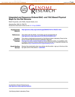 Maps for the Rat Genome Integrated and Sequence-Ordered