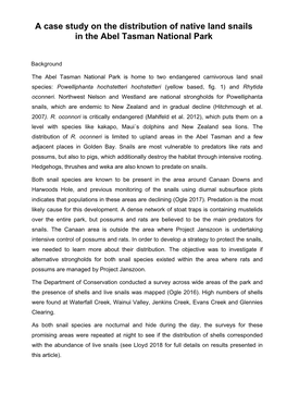 A Case Study on the Distribution of Native Land Snails in the Abel Tasman National Park
