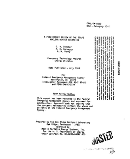 A PRELIMINARY REVIEW of the TTAPS NUCLEAR WINTER SCENARIOS C. V. Chester F. C. Kornegay A, M. Perry Emergency Technology Program