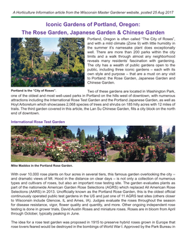 Iconic Gardens of Portland, Oregon