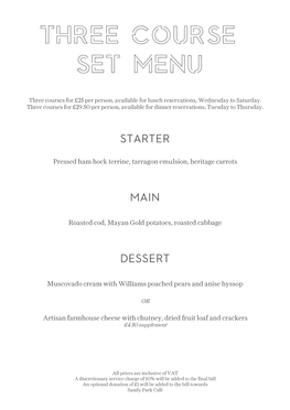 Three Course Set Menu