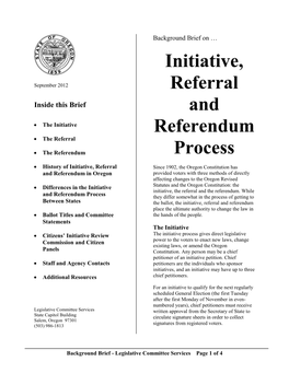 Initiative, Referral and Referendum Process