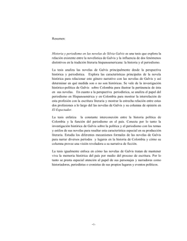 Historia Y Periodismo En Las Novelas De Silvia Galvis Es Una Tesis Que Explora La Relación Existente Entre La Novelís