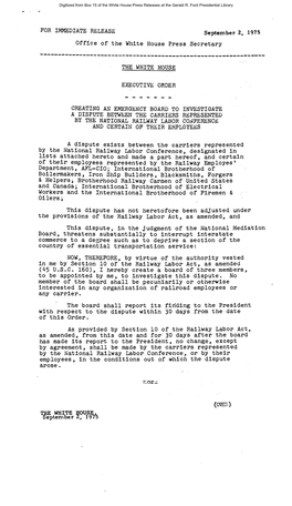 Gerald R. Ford Administration White House Press Releases