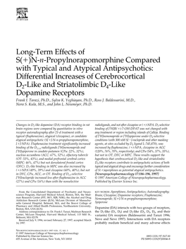 N-Propylnorapomorphine Compared with Typical and Atypical Antipsychotics