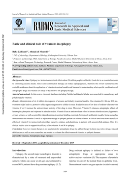 Basic and Clinical Role of Vitamins in Epilepsy