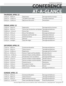 CONFERENCE AT-A-GLANCE THURSDAY, APRIL 12 3:00 P.M