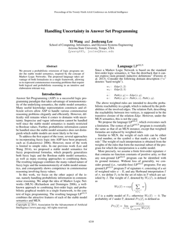 Handling Uncertainty in Answer Set Programming