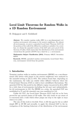 Local Limit Theorems for Random Walks in a 1D Random Environment