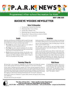 Buckeye Woods Newsletter