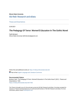 The Pedagogy of Terror: Women's Education in the Gothic Novel