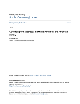 The Militia Movement and American History