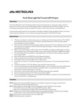 Finch West Light Rail Transit (LRT) Project