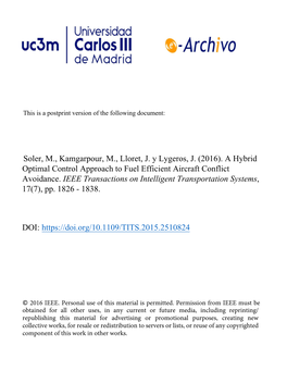 A Hybrid Optimal Control Approach to Fuel Efficient Aircraft Conflict Avoidance