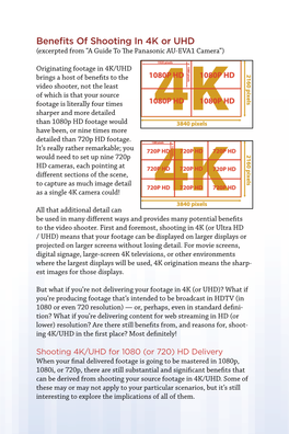 Benefits of Shooting in 4K Or UHD (Excerpted from “A Guide to the Panasonic AU-EVA1 Camera”)