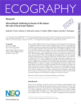 Microclimatic Buffering in Forests of the Future: the Role of Local Water Balance