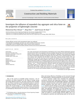 Investigate the Influence of Expanded Clay Aggregate and Silica Fume On