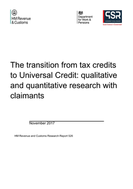 The Transition from Tax Credits to Universal Credit: Qualitative and Quantitative Research with Claimants