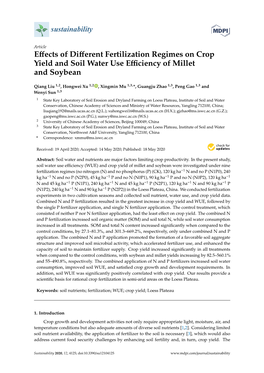 Effects of Different Fertilization Regimes on Crop Yield and Soil