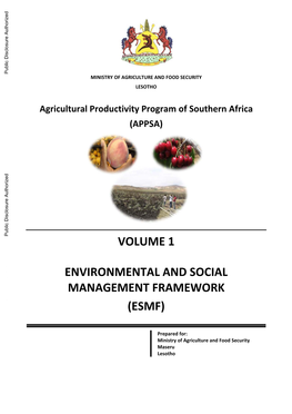 Agricultural Productivity Program of Southern Africa (APPSA) Public Disclosure Authorized