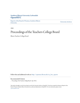 Proceedings of the Teachers College Board Illinois Teachers College Board