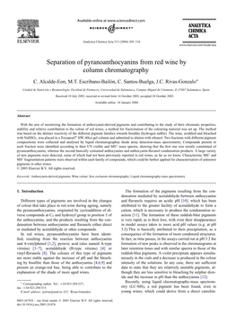 Separation of Pyranoanthocyanins from Red Wine by Column Chromatography