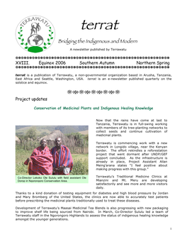 Terrat Bridging the Indigenous and Modern a Newsletter Published by Terrawatu Fhfhfhfhfhfhfhfhfhfhfhfhfhfhfhfhfhfhfhfhfhfhfhfhfhfhfhfh XVIII