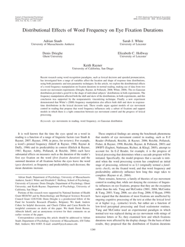 Distributional Effects of Word Frequency on Eye Fixation Durations