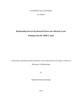 Relationship Between Psychosocial Stress and Allostatic Load