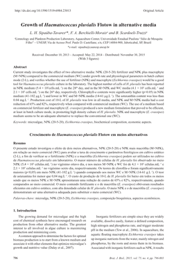 Growth of Haematococcus Pluvialis Flotow in Alternative Media L