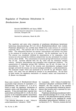 Regulation of Prephenate Dehydratase in Brevibacterium Flavum Downloaded from by Guest on 29 September 2021