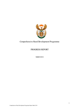 Comprehensive Rural Development Programme PROGRESS REPORT