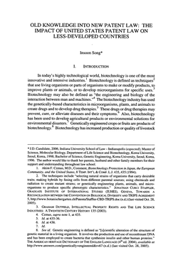 Old Knowledge Into New Patent Law: the Impact of United States Patent Law on Less-Developed Countries