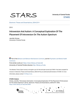 Introversion and Autism: a Conceptual Exploration of the Placement of Introversion on the Autism Spectrum