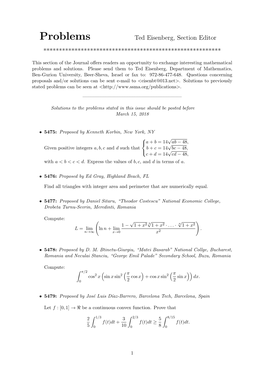Problems 5475-5522 Ssma Mathematical Magazine