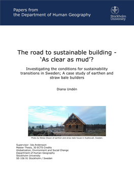The Road to Sustainable Building - ‘As Clear As Mud’?