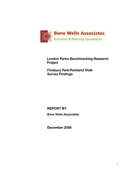 London Parks Benchmarking Research Project Finsbury Park