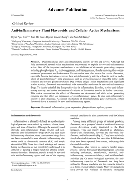 Anti-Inflammatory Plant Flavonoids and Cellular Action Mechanisms