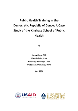 Public Health Training in the Democratic Republic of Congo: a Case Study of the Kinshasa School of Public Health