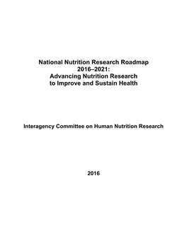 National Nutrition Research Roadmap 2016–2021