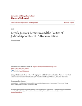 Female Justices, Feminism and the Politics of Judicial Appointment: a Reexamination Rosalind Dixon