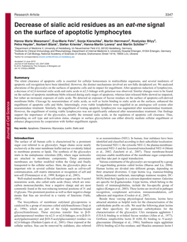 Decrease of Sialic Acid Residues As an Eat-Me Signal on the Surface of Apoptotic Lymphocytes
