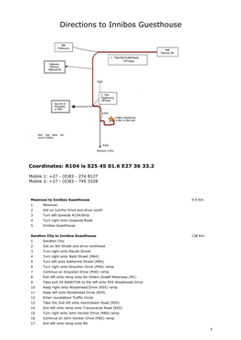 Directions to Innibos Gueshouse