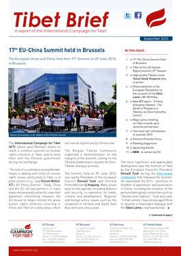 Tibet Brief a Report of the International Campaign for Tibet