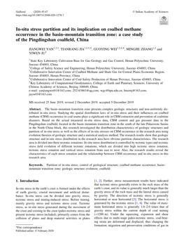 In-Situ Stress Partition and Its Implication on Coalbed Methane Occurrence in the Basin–Mountain Transition Zone: a Case Study of the Pingdingshan Coalﬁeld, China