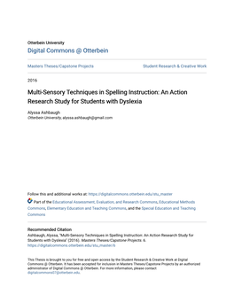 Multi-Sensory Techniques in Spelling Instruction: an Action Research Study for Students with Dyslexia