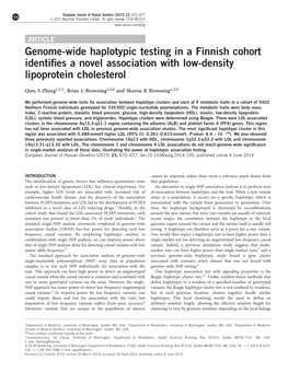 Genome-Wide Haplotypic Testing in a Finnish Cohort Identifies a Novel